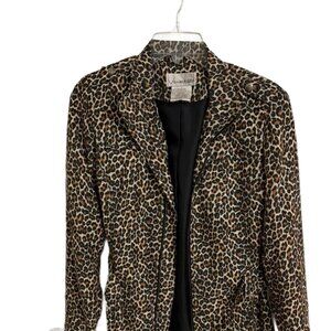 Beautiful Soft VERSATILITE animal print zip-up belted light weight jacket S